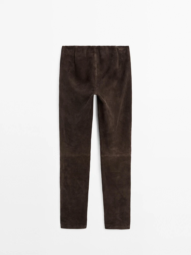 Leggings en cuir finition daim