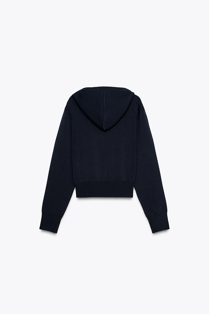PLAIN HOODED CARDIGAN