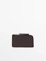 Nappa leather zipped card holder