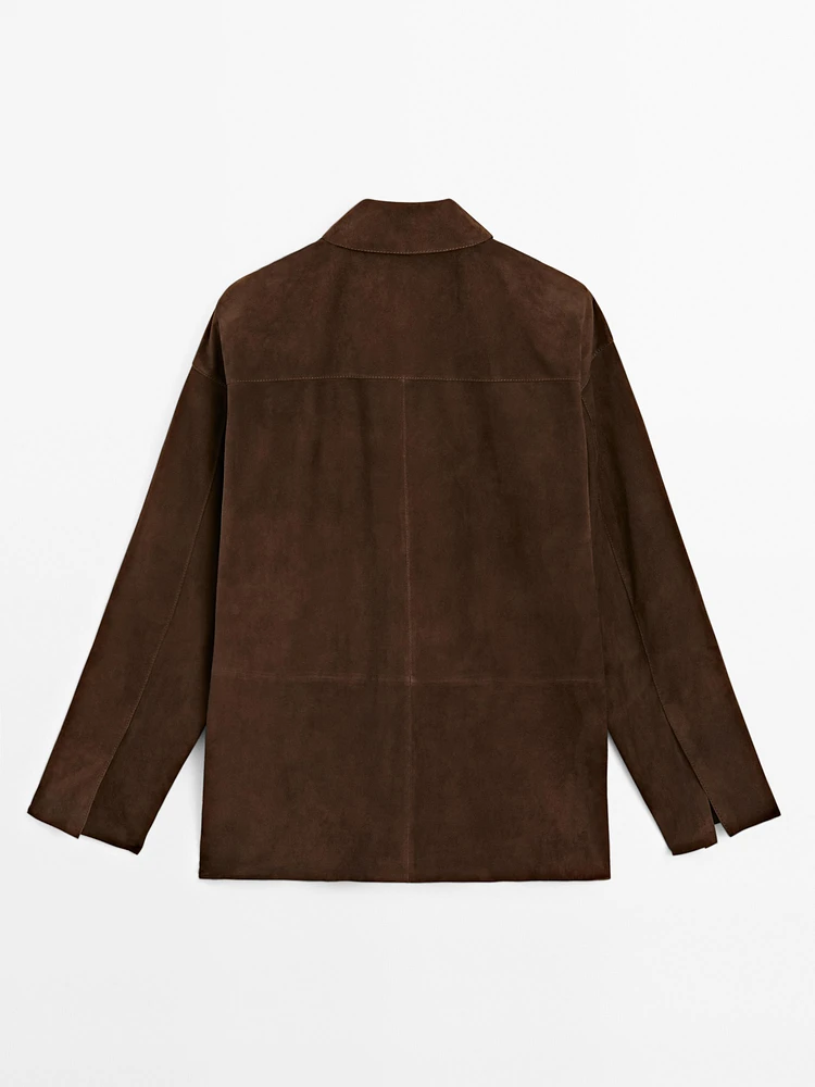 Suede leather overshirt