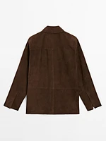 Suede leather overshirt