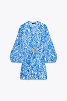 EMBROIDERED BELTED SHIRT DRESS