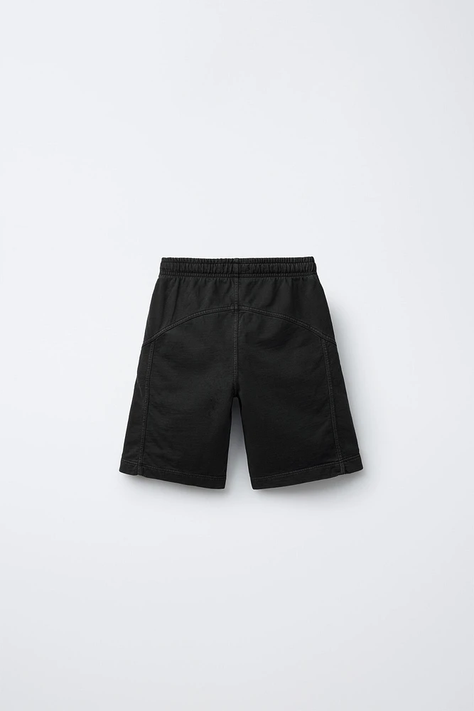 WASHED-EFFECT PLUSH SHORTS