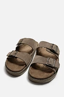 SANDALES EN CUIR À DOUBLE BRIDE