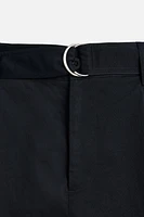 PLEATED BELT BERMUDA SHORTS