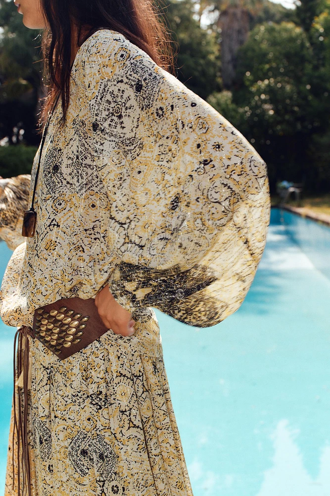 METALLIC THREAD PRINT BLOUSE
