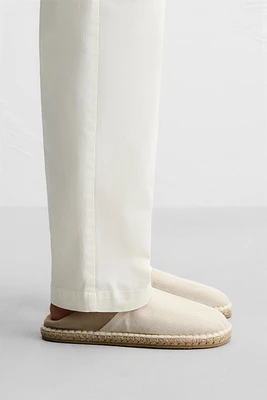 ESPADRILLE EN CUIR ET TISSU