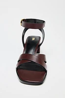 BUCKLED WIDE HEELED SANDALS
