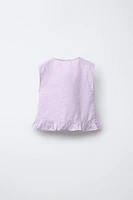 BLOUSE À VOLANTS 100 % LIN