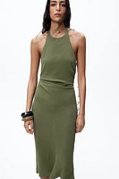 TEXTURED HALTER DRESS