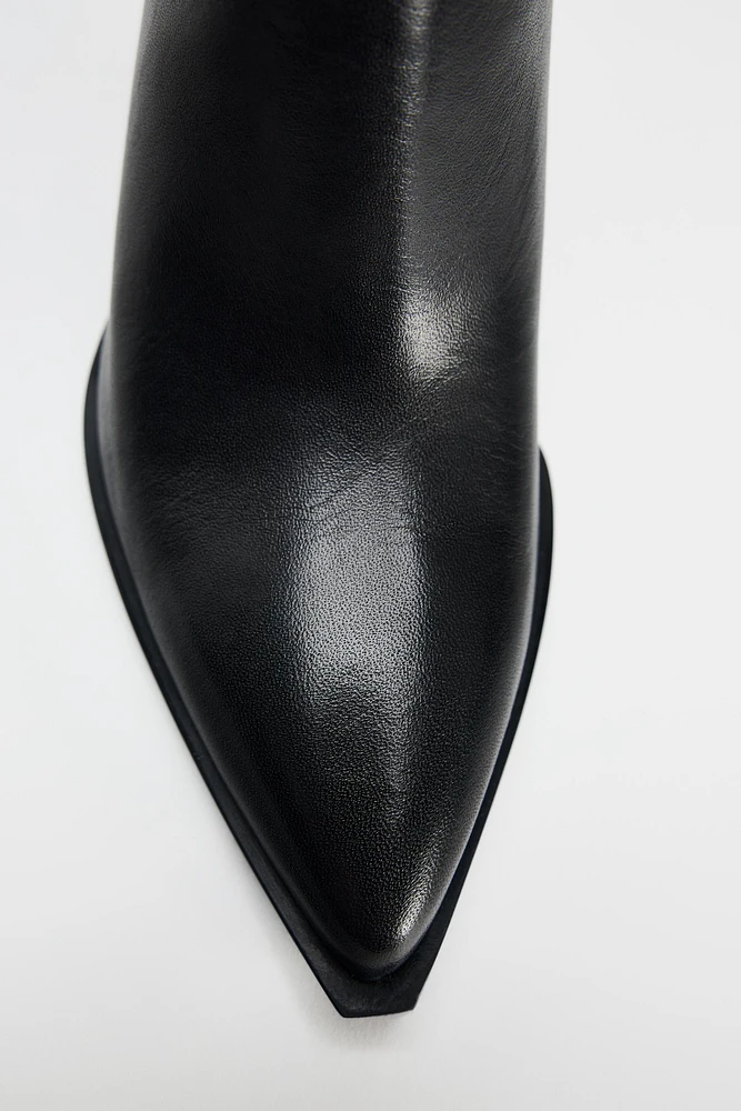 POINTED LEATHER ANKLE BOOTS