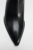 POINTED LEATHER ANKLE BOOTS
