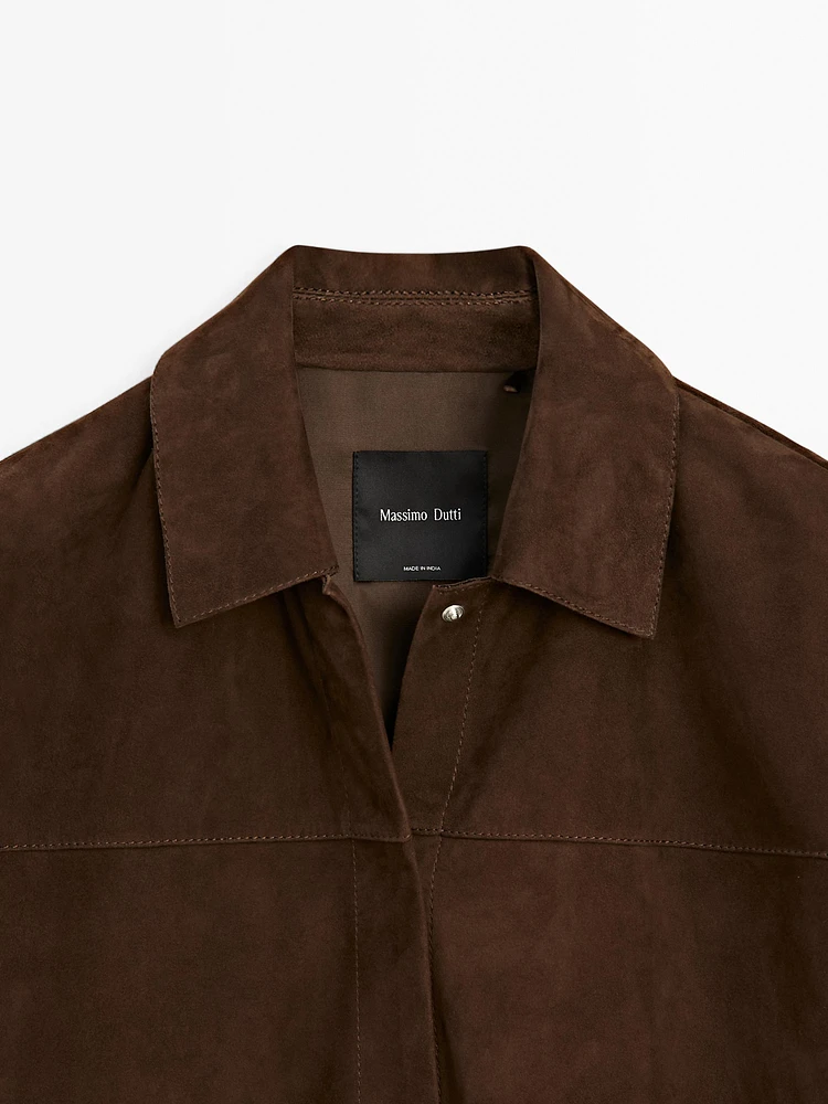 Suede leather overshirt