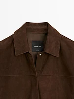 Suede leather overshirt