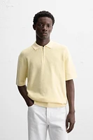 POLO EN MAILLE PERLÉE À ZIP