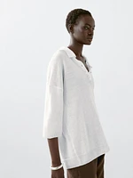 Pull en maille oversize à col polo