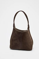 SPLIT LEATHER MINI BUCKET BAG