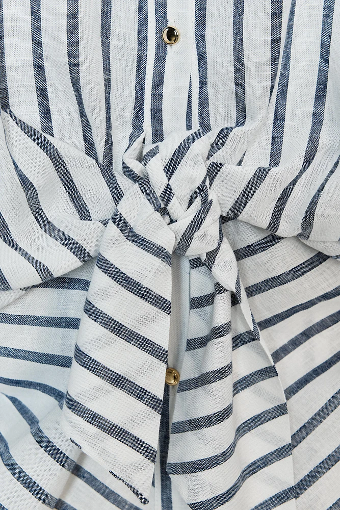 CHEMISE À RAYURES NŒUD AVEC LIN