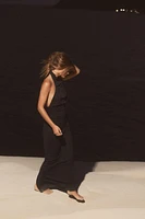 LONG OPEN BACK HALTER DRESS