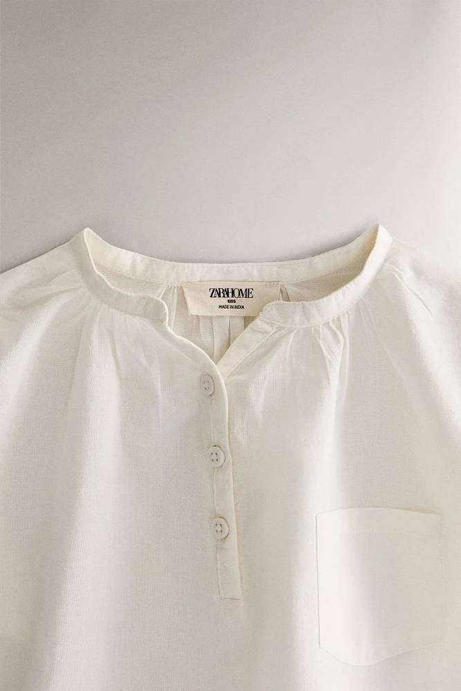 CHILDREN’S SOLID COTTON LONG BLOUSE