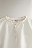 CHILDREN’S SOLID COTTON LONG BLOUSE