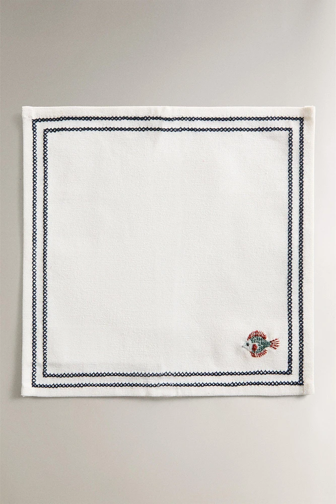 SET OF EMBROIDERED MARINE NAPKINS (SET OF 4)