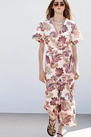 CUT OUT PRINTED POPLIN DRESS