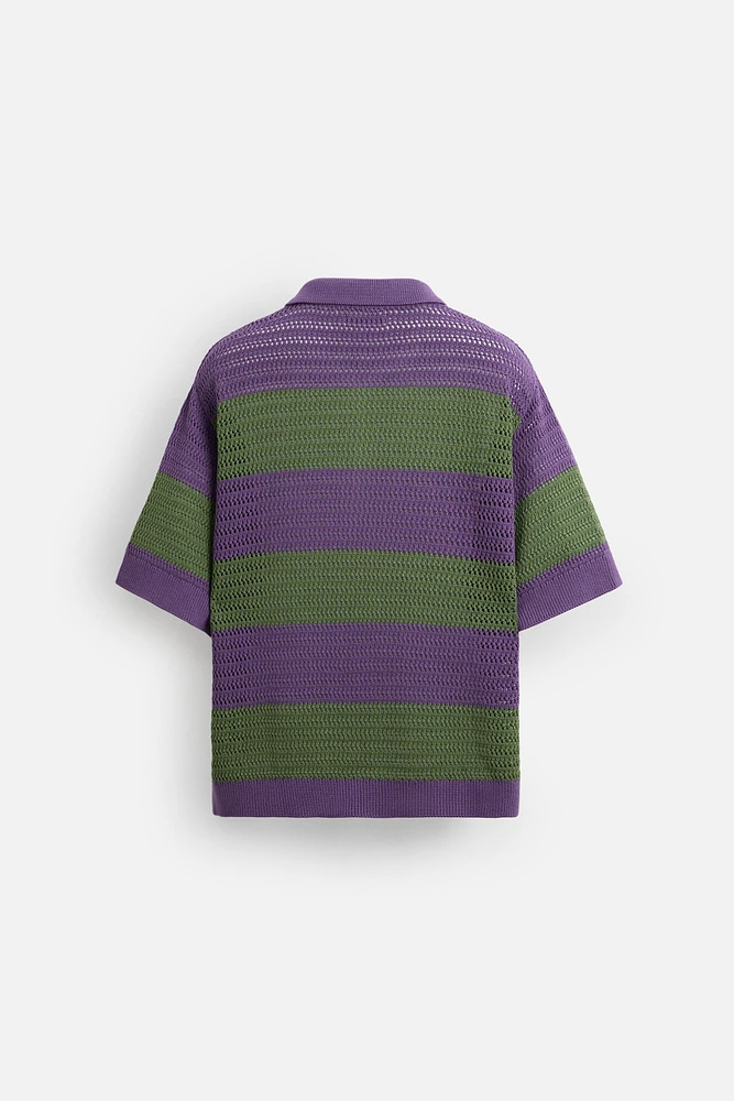 POLO EN MAILLE À RAYURES TEXTURÉ