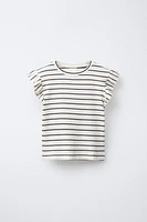 T-SHIRT RIB VOLANTS RAYURES