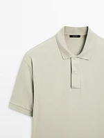 Cotton blend polo shirt with snap button