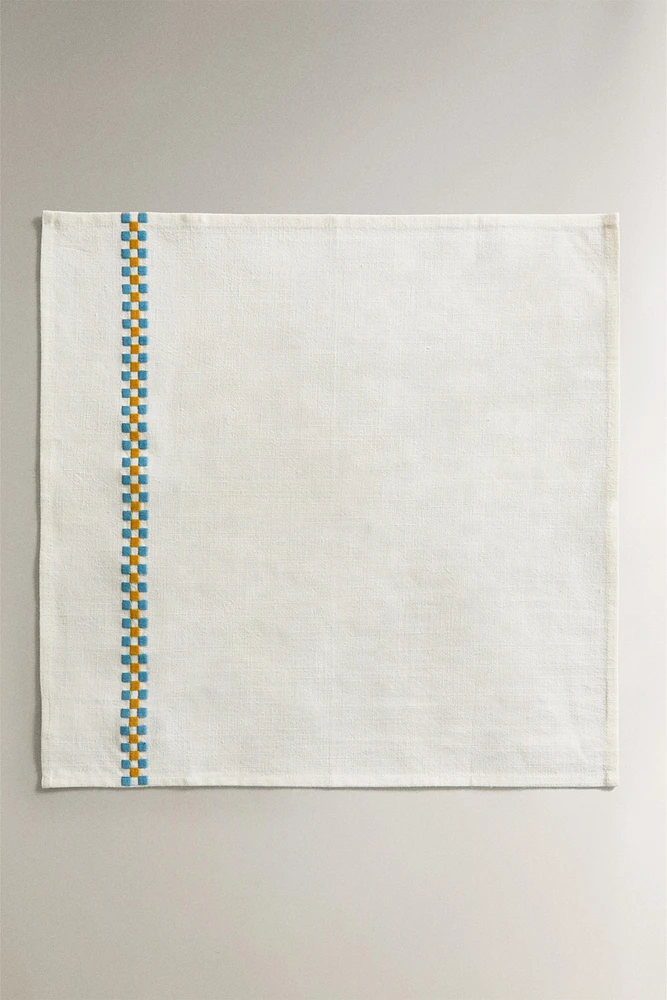 LOT SERVIETTES DE TABLE COTON FRISES MULTICOLORES