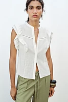 LACE INSERT RUFFLE BLOUSE