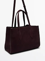 Half icon split suede bag