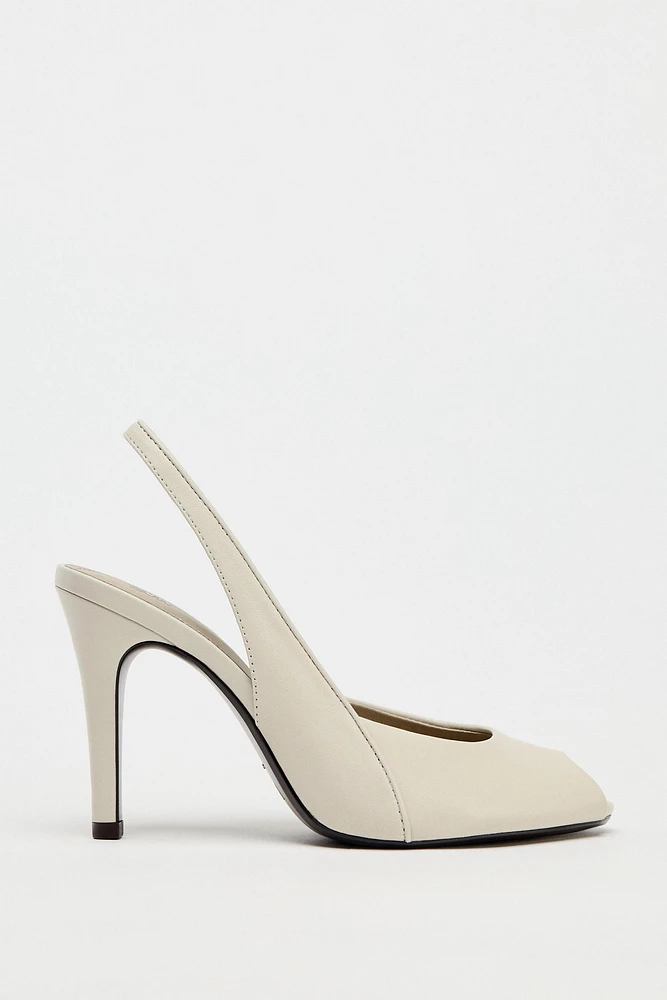 LEATHER OPEN HEELED SANDALS
