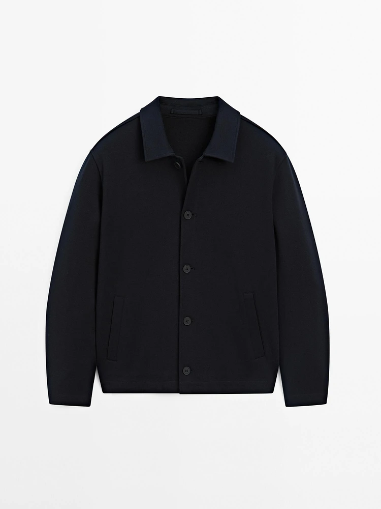 Cotton blend twill overshirt