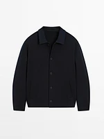 Cotton blend twill overshirt