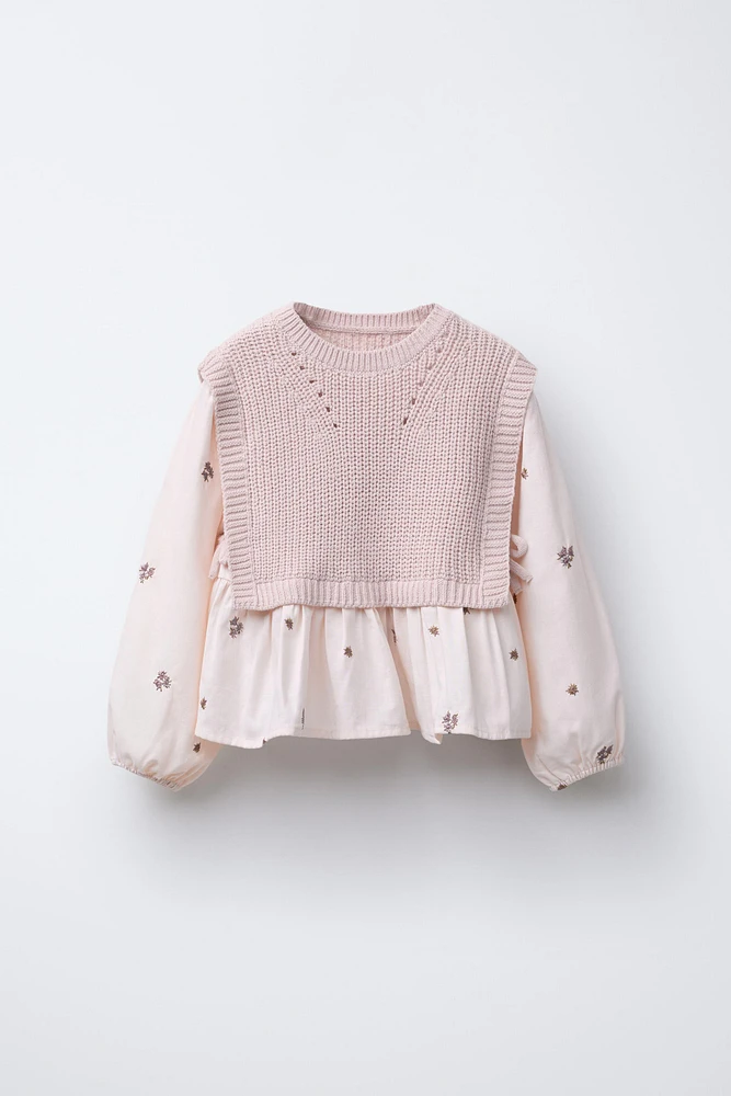 COMBINATION KNIT VEST AND SHIRT