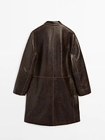 Distressed nappa leather coat