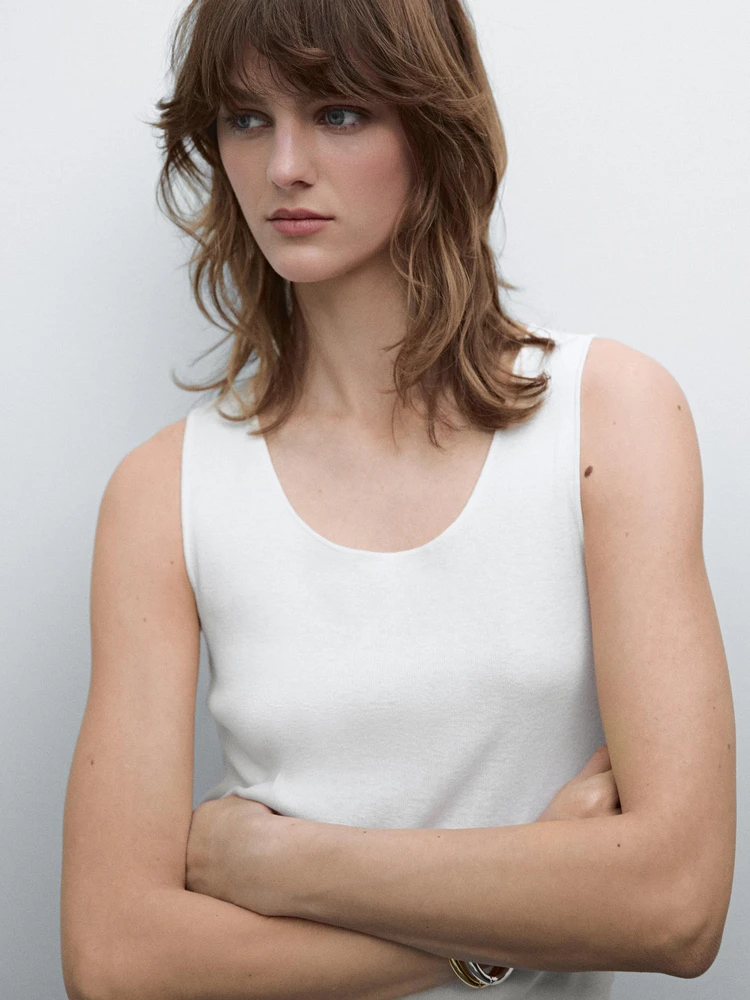 Knit cotton blend top