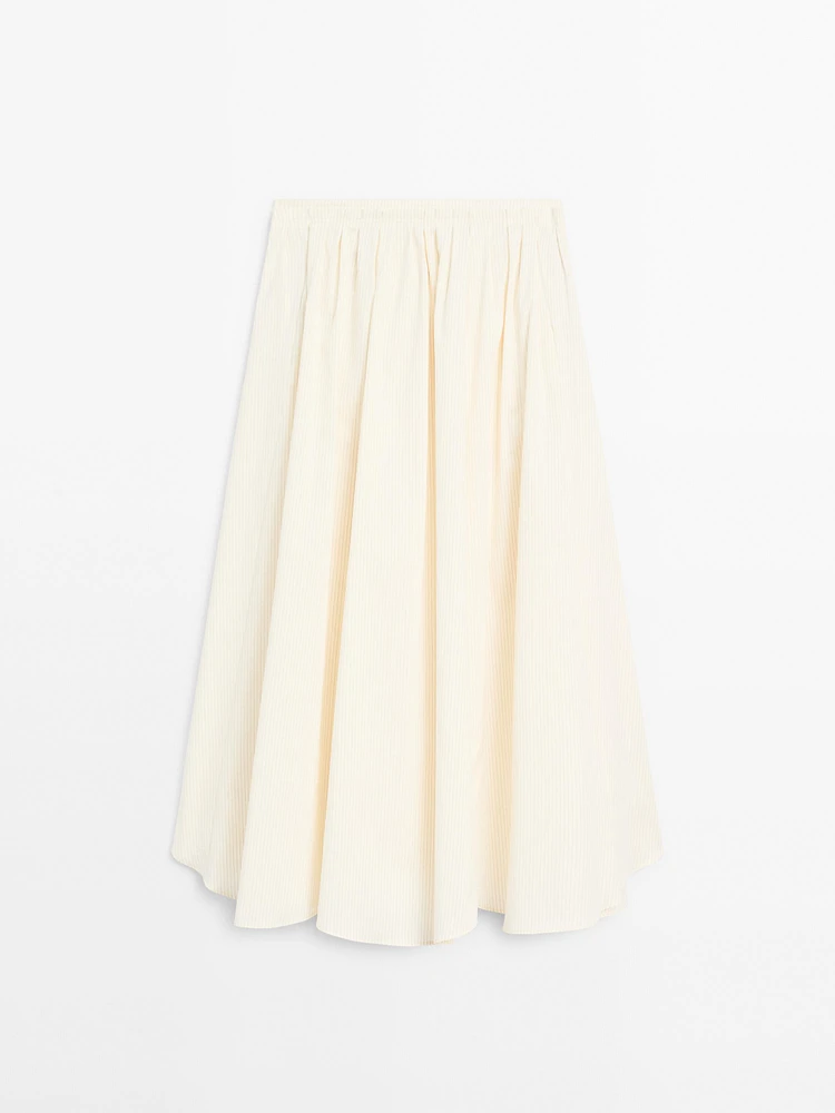 Stripe print flared midi skirt