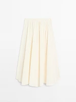 Stripe print flared midi skirt