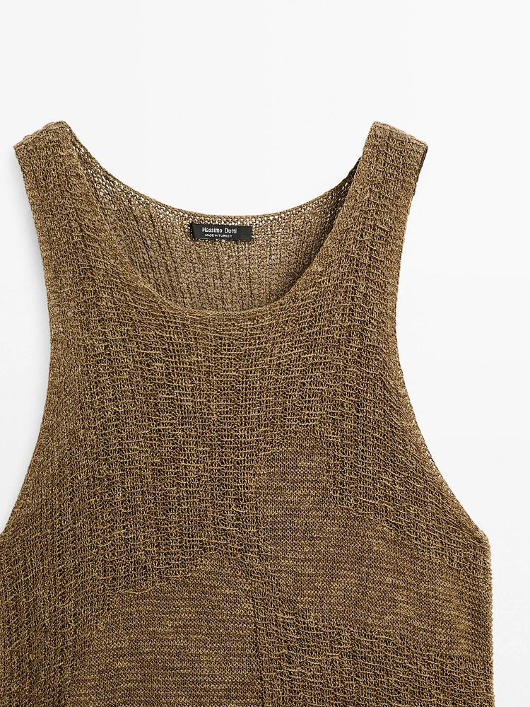 Top en maille fantaisie à encolure américaine