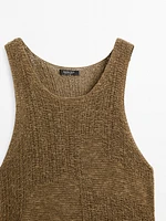 Top en maille fantaisie à encolure américaine