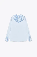 SATIN HOODED BLOUSE