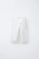 STRAIGHT LEG TWILL CROCHET FLOWER PANTS