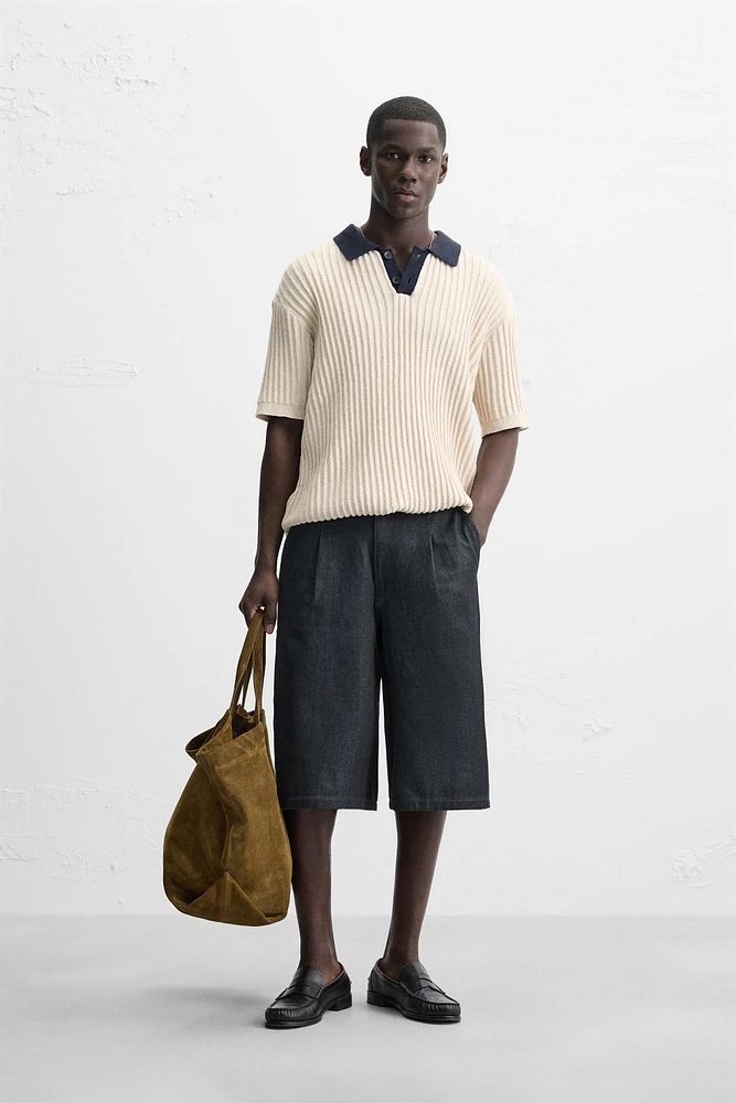 CONTRASTING KNIT POLO SHIRT