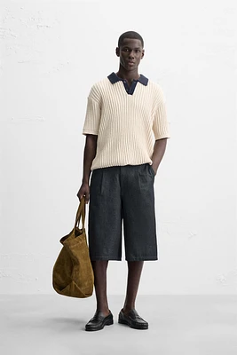 POLO EN MAILLE CÔTELÉE CONTRASTE