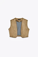 BRAIDED FAUX SUEDE VEST