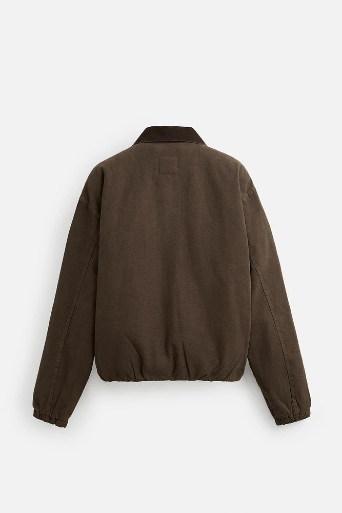 CONTRAST COLLAR CANVAS JACKET