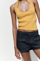 RIBBED HALTER TOP